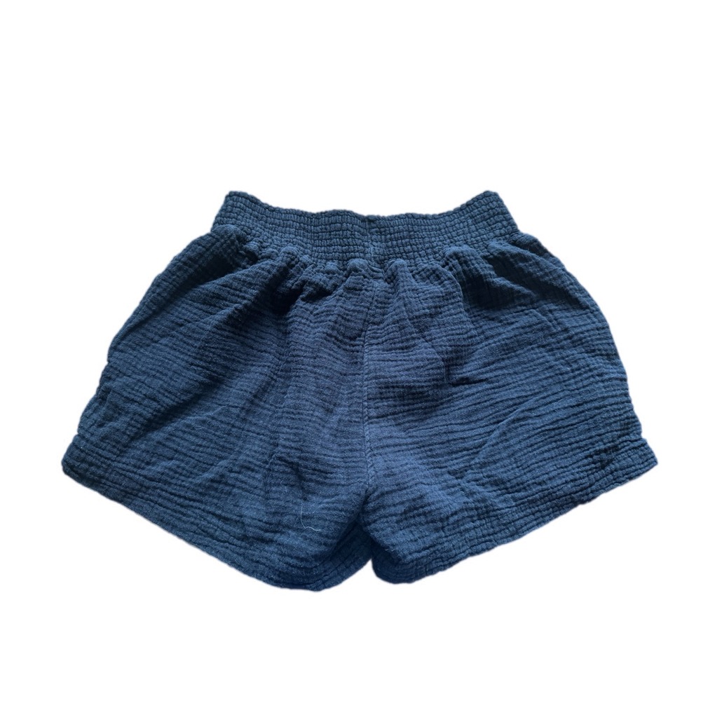 Three Dots Gauze Shorts Womens Small Navy Black Excellent Smocked Waist Cotton
